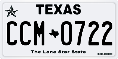 TX license plate CCM0722