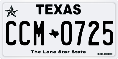 TX license plate CCM0725