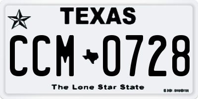 TX license plate CCM0728