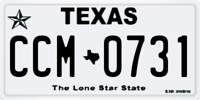 TX license plate CCM0731