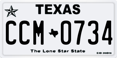 TX license plate CCM0734