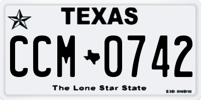 TX license plate CCM0742