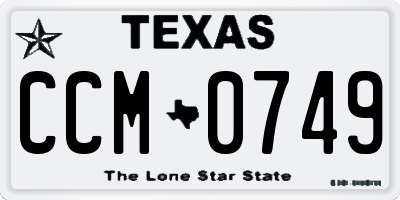 TX license plate CCM0749