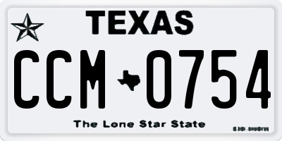 TX license plate CCM0754