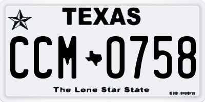 TX license plate CCM0758