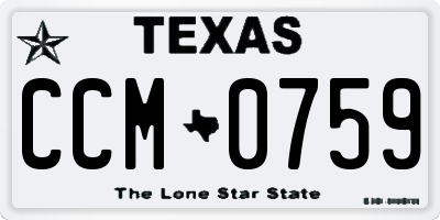 TX license plate CCM0759