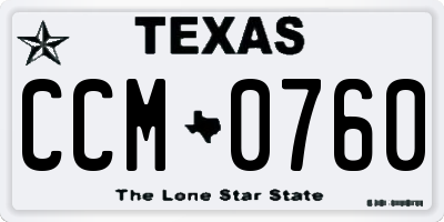 TX license plate CCM0760