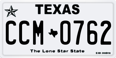 TX license plate CCM0762