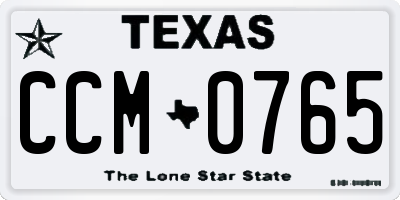 TX license plate CCM0765
