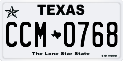 TX license plate CCM0768