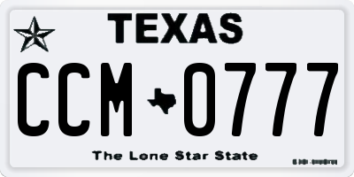 TX license plate CCM0777