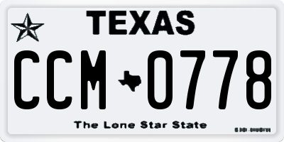 TX license plate CCM0778