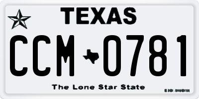 TX license plate CCM0781