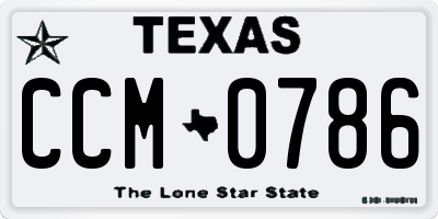 TX license plate CCM0786