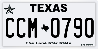 TX license plate CCM0790