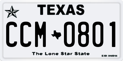 TX license plate CCM0801