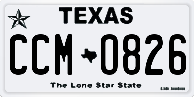 TX license plate CCM0826