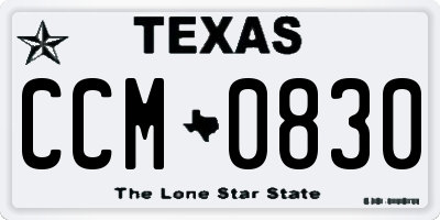TX license plate CCM0830