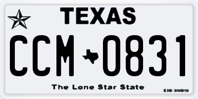 TX license plate CCM0831