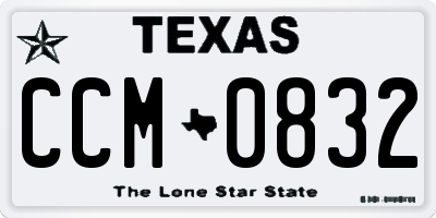 TX license plate CCM0832