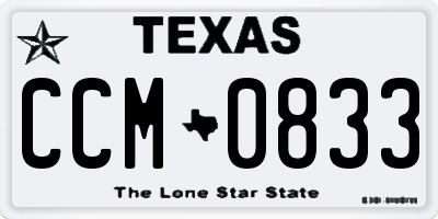 TX license plate CCM0833