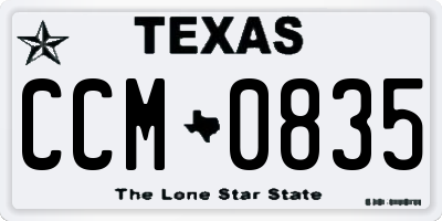 TX license plate CCM0835