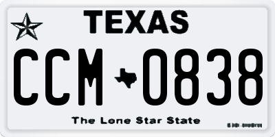 TX license plate CCM0838