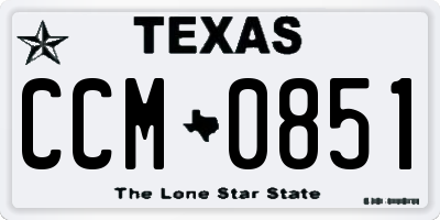TX license plate CCM0851