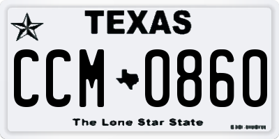 TX license plate CCM0860