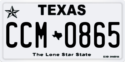TX license plate CCM0865
