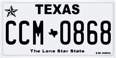 TX license plate CCM0868