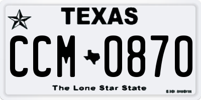 TX license plate CCM0870