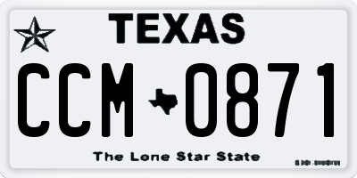 TX license plate CCM0871
