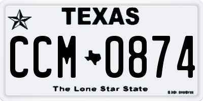 TX license plate CCM0874