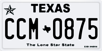 TX license plate CCM0875