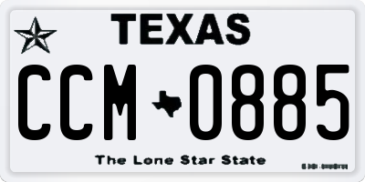 TX license plate CCM0885