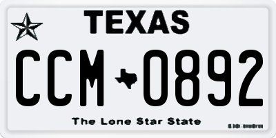 TX license plate CCM0892