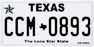 TX license plate CCM0893