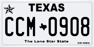 TX license plate CCM0908