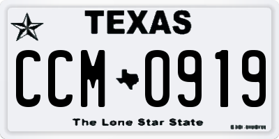 TX license plate CCM0919
