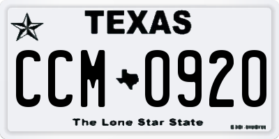 TX license plate CCM0920