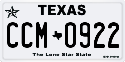 TX license plate CCM0922