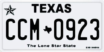 TX license plate CCM0923