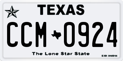 TX license plate CCM0924
