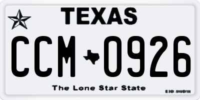 TX license plate CCM0926