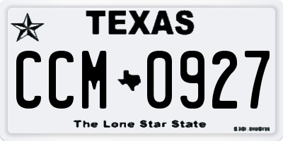 TX license plate CCM0927