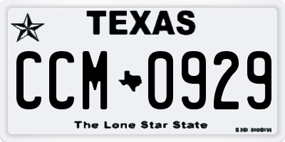 TX license plate CCM0929