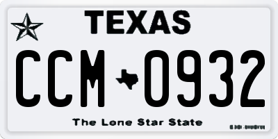 TX license plate CCM0932