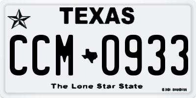 TX license plate CCM0933