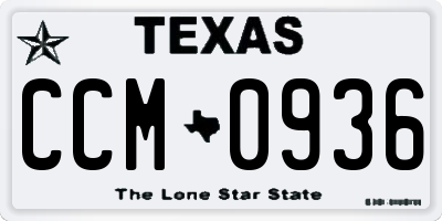 TX license plate CCM0936